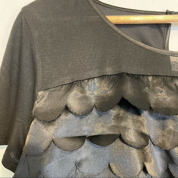 Magaschoni Tiered Mermaid Scale Scalloped Front Knit Shift Dress Size Large - Picture 4 of 8